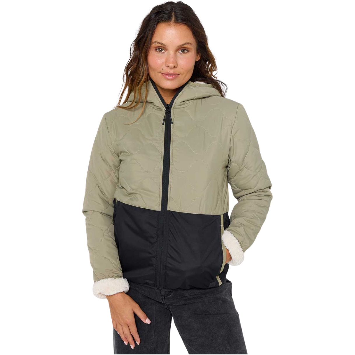 2025 Rip Curl Womens Anti-Series Anoeta Quilted Puffer Jacket 03DWJA - Olive